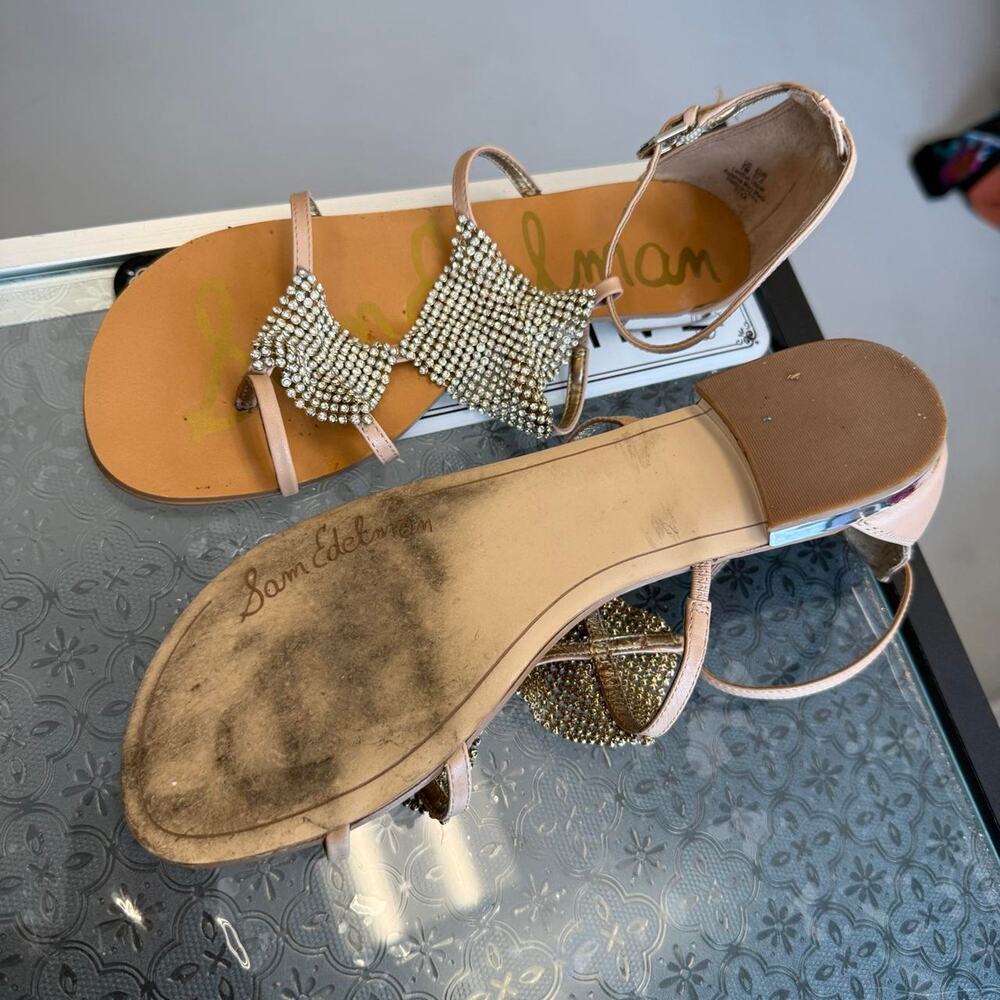 Sam Edelman Tan Rhinestone Sandals Size 7 - Picture 3 of 3